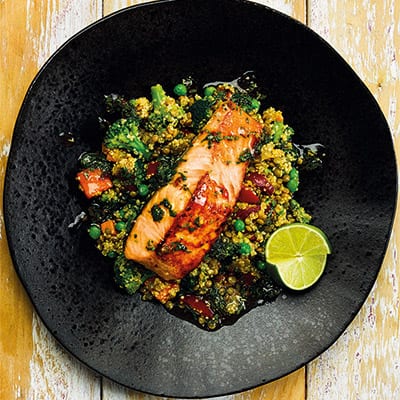 Quinoa and vegetables with seared salmon - Bidfood