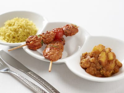 Indian trio: Lamb skewers, saffron rice, Indian potato - Bidfood