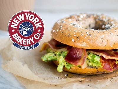 New York Bakery Co multigrain bagel with smashed avocado and bacon - Bidfood