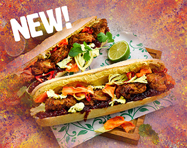 Vegan Onion Pakora Baguette with Keralan Houmous | Bidfood
