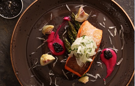 Trout with purple artichoke, pomelo, fennel and wild garlic - Bidfood