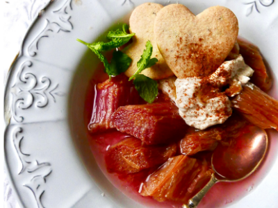 Lactalis pink rhubarb with a ginger Galbani mascarpone cream - Bidfood