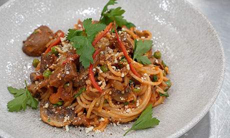 Vegan Pancetta with Pea and Mushroom Pasta | Bidfood