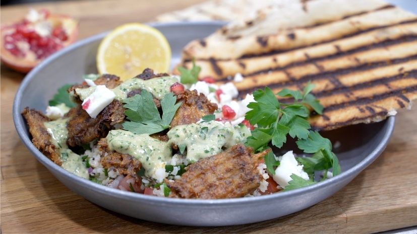 Shawarma mock vegan lamb flat bread - Bidfood
