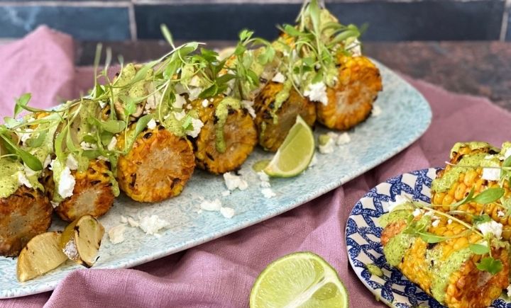 Loaded grilled corn cobbs – Peruvian style
