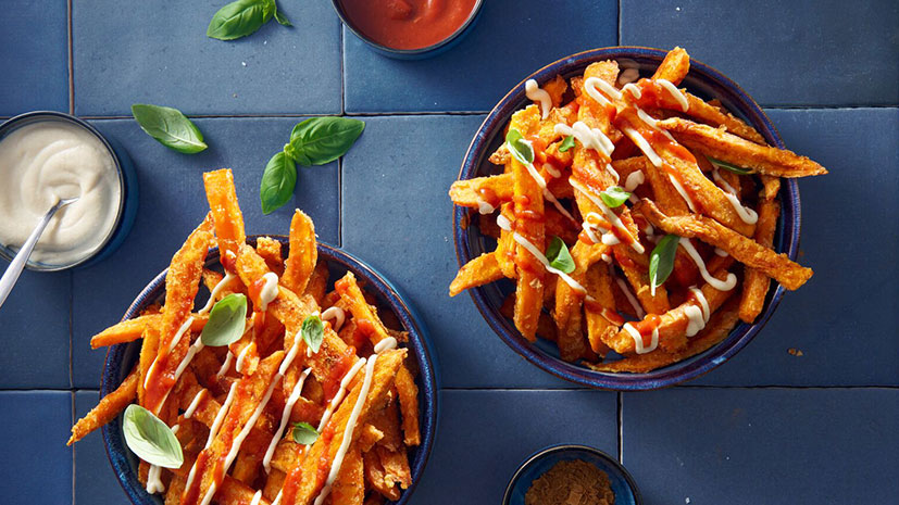 Lamb Weston sweet potato fries with cinnamon salt and basil - Bidfood