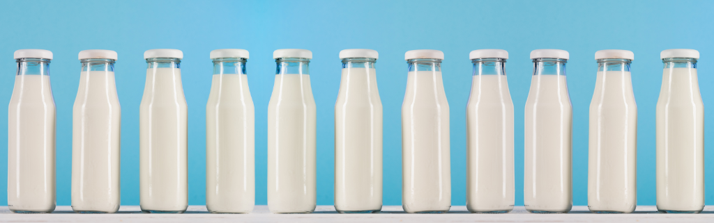 row of milk bottles - what I learned about regenerative farming blog 