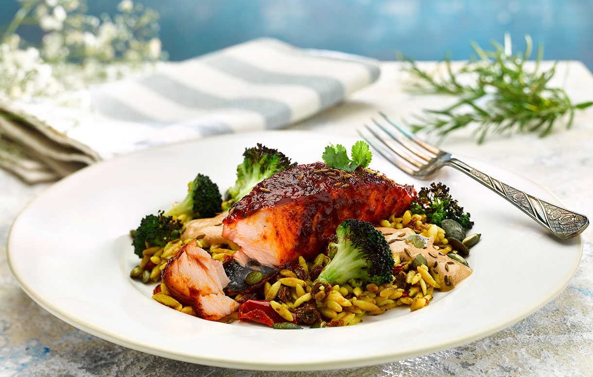 Harissa Salmon Orzo Pasta Salad Bidfood