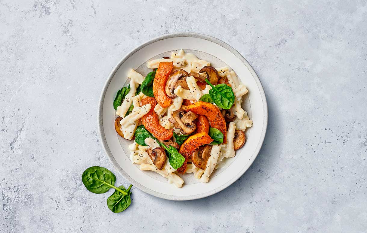 Arla creamy mushroom and butternut squash pasta - Bidfood