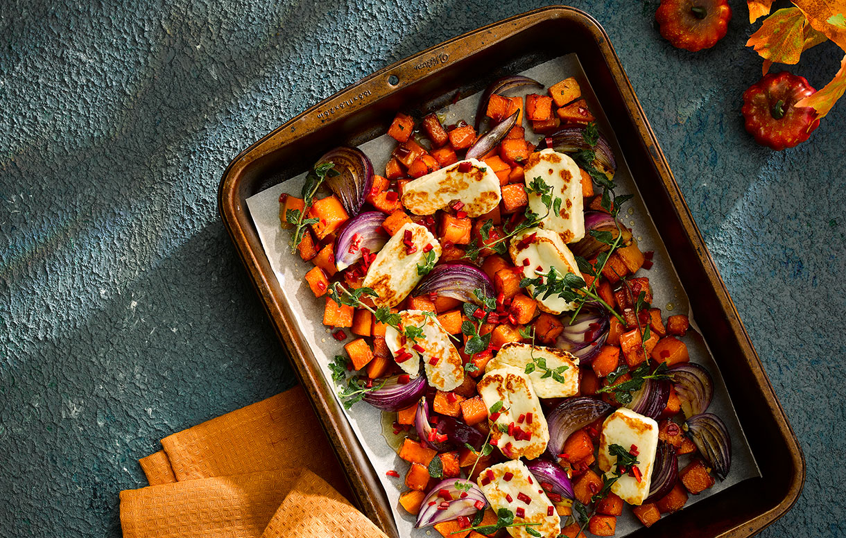 Butternut Squash traybake with halloumi and oregano - Bidfood