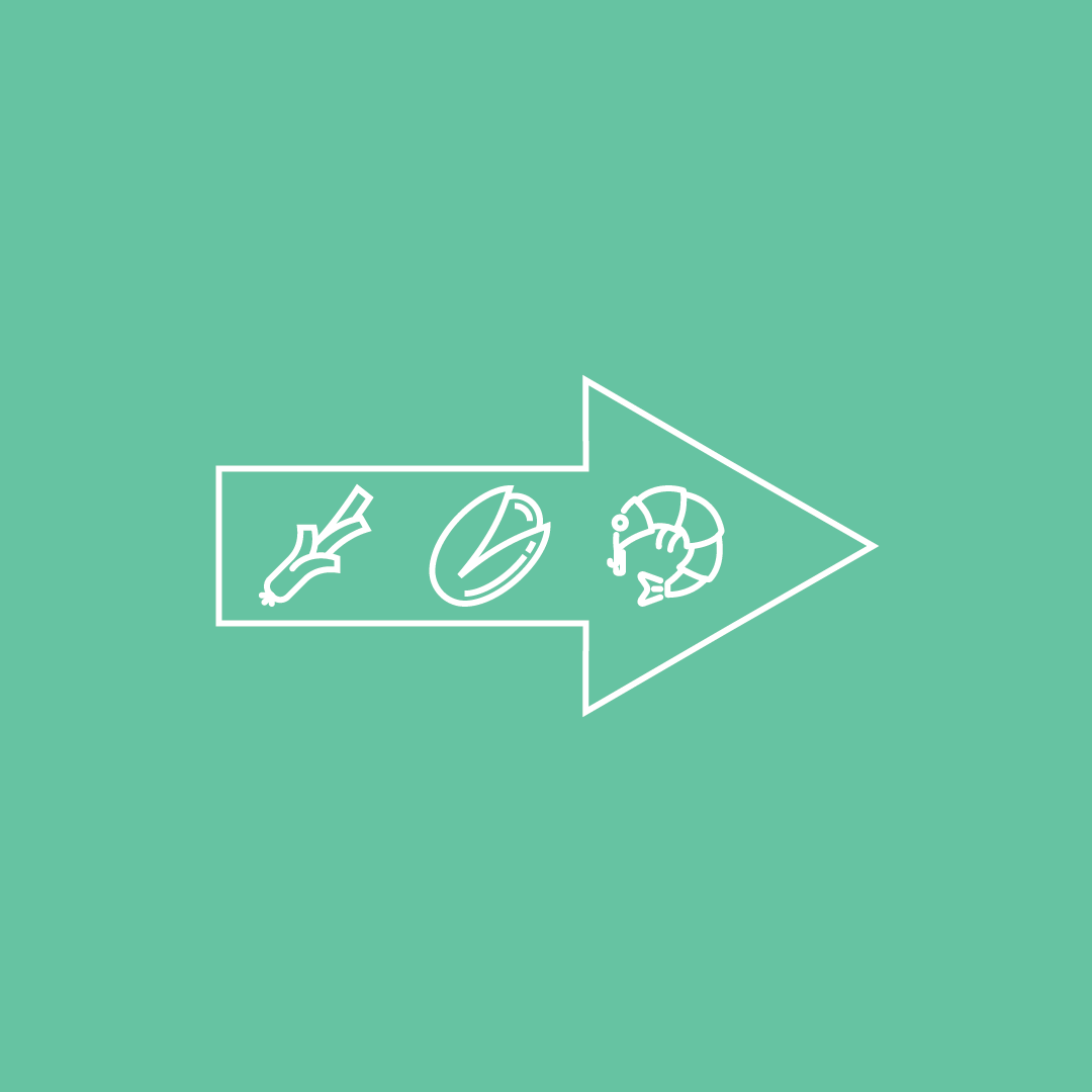 Image of arrow pointing right with food groups inside